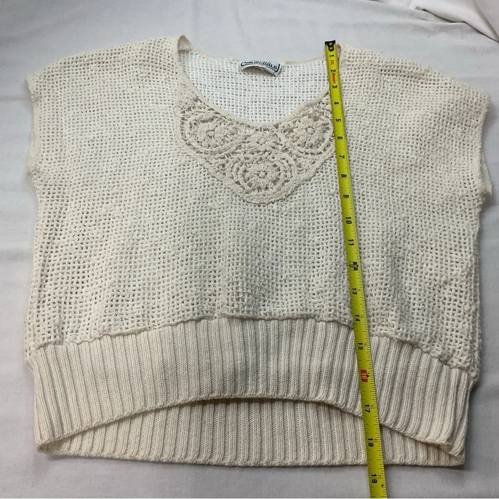 Campus Casuals Beige Sweater Vest, Size S, Knitted Cropped Boho Vintage Casual - Picture 6 of 7